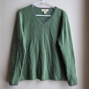 Peck & Peck Cashmere Green V-Neck Sweater Size XL